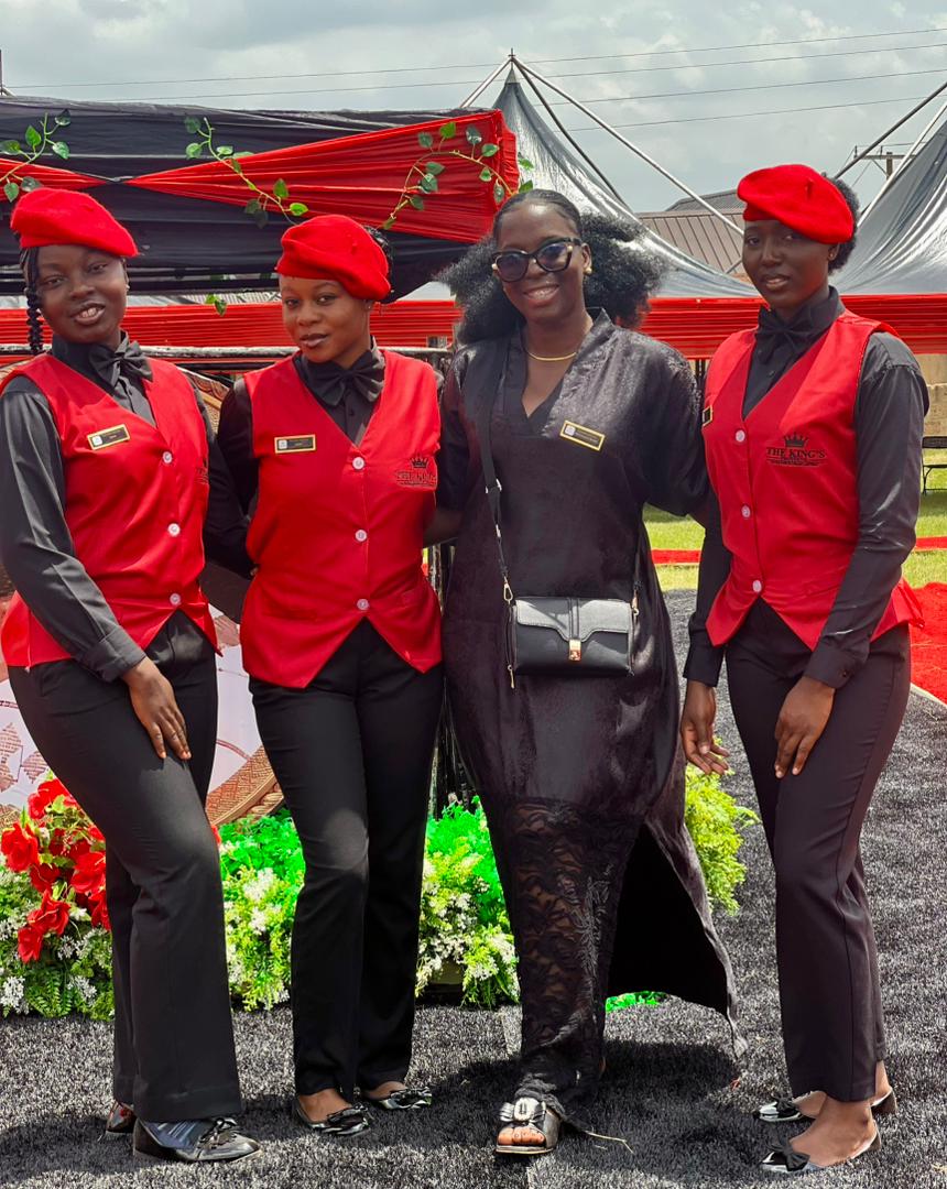 King's Protocol officers with a guest at an outdoor engagement